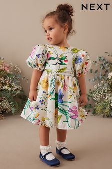 Cream Floral Printed Taffeta Party Dress (3mths-8yrs) (C47871) | $74 - $84