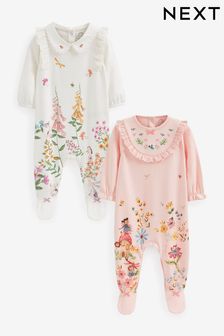 Pink/White Fairy Sleepsuits 2 Pack (0-3yrs) (C47894) | DKK196 - DKK215