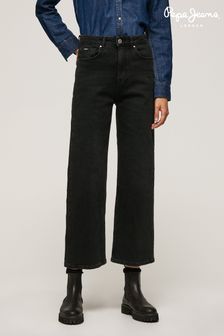 Pepe Jeans Black Sky-high Waist Cropped Wide Leg Denim Jeans (C47978) | 108 €
