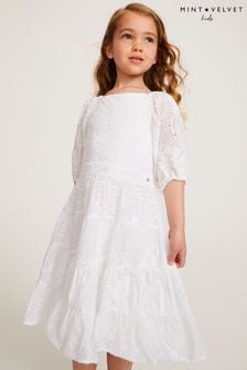 Mint Velvet White Broderie Occasion Dress (C48145) | €80 - €85