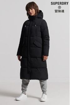 Чорний - Superdry Чорне пальто з капюшоном з мікроволокна (C48151) | 5 863 ₴