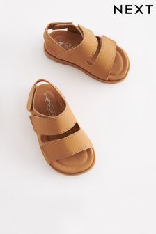 Tan Brown Cushioned Double Touch Fastening Strap Sandals (C48214) | €16 - €18