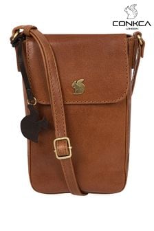 Conkca Buzz Leather Cross-Body Phone Bag