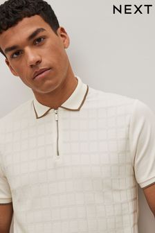 Ecru Square Textured Polo Shirt (C48519) | 30 €