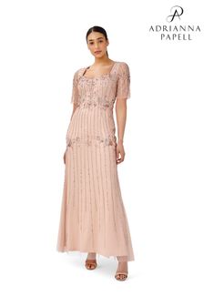 Adrianna Papell Pink Papell Studio Beaded Long Gown (C48553) | DKK1,678
