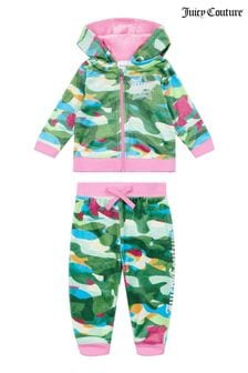 Set hanorac și pantaloni de trening din velur cu model abstract Juicy Couture Roz Juicy (C48728) | 334 LEI