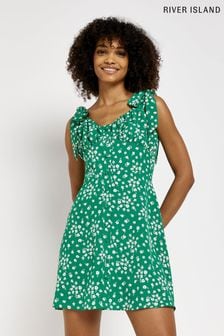 River Island Green Lucy Bust Cup Slip Dress (C48903) | €21.50
