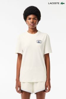 Lacoste Womens Cream Signature Logo T-Shirt (C49146) | €96