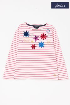Joules Pink Harbour Luxe Long Sleeve Stripe And Artwork T-Shirt (C49183) | 26 € - 28 €