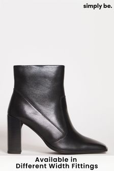 Simply Be Black Block Heel, Square Toe Extra Wide Fit Ankle Boots (C49236) | 93 €