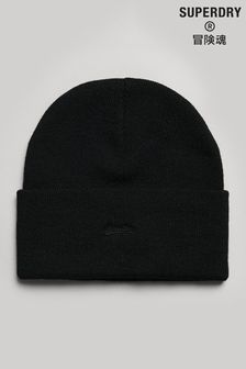 Superdry Black Vintage Classic Beanie Hat (C49334) | $30