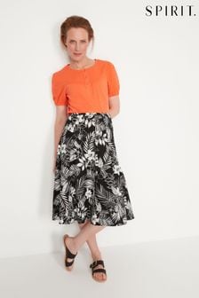 Spirit Black Tropical Print Linen Skirt (C49359) | €18.50