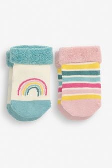 JoJo Maman Bébé Multi Rainbow 2-Pack Baby Socks (C49800) | $9