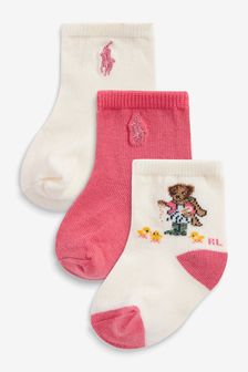 Roza - Paket treh nogavic za dojenčke Polo Ralph Lauren (C49876) | €10