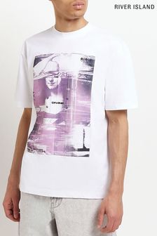 River Island White Short Sleeve Mona Lisa T-Shirt (C49964) | ₪ 93