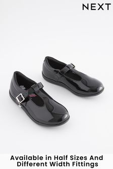 أسود لامع - حذاء مدرسي جلد بحزام علوي شكل T (C50040) | 155 ر.س - 179 ر.س