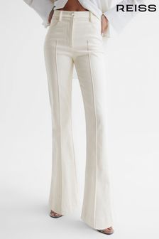 Reiss Cream Florence High Rise Flared Trousers (C50066) | €210