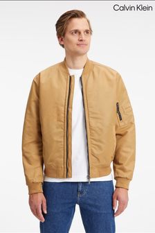 Calvin Klein Sateen Hero Brown Bomber Jacket (C50102) | $360