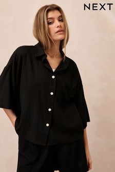Black Linen Blend Shirt (C50234) | ₪ 93