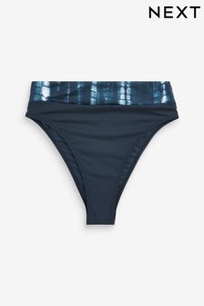 Marineblaue Knüpfbatik - Bikinihose mit hohem Bund (C50838) | 11 €