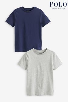 Темно-синий - Набор из 2 хлопковых футболок с круглым вырезом и логотипом поло Ralph Lauren (C51130) | €46