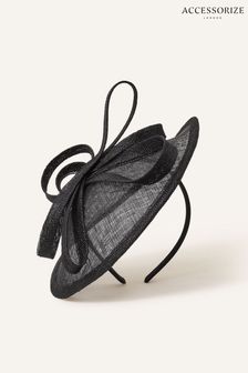 Czarny kapelusz-fascynator Accessorize Katie Sinamay Band z kokardą (C51179) | 142 zł