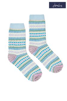 Joules Blue Lucille Fairisle Boot Socks (C51217) | €13