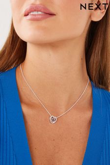Silver Plated Heart Birthstone Necklace (C51284) | kr200