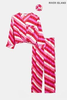 River Island Red Candy Stripe Pyjama Set (C51390) | BGN73 - BGN100