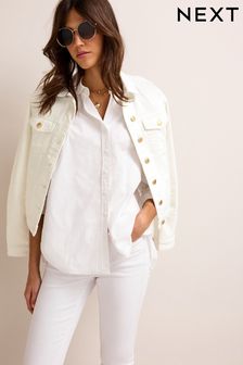 Biały - Dżinsowa kurtka (C51421) | 180 zł