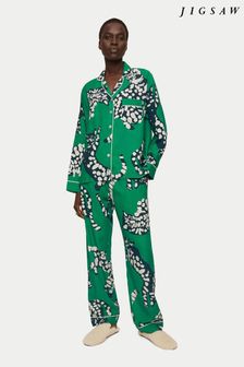 Zielona piżama Jigsaw z modalu ze wzorem w tańczące koty (C51568) | 430 zł