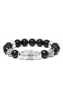 Buddha To Buddha Gents Silver Toned Spirt Beads Leather, Beads And Cords Bracelet (C51618) | €344