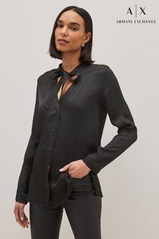 črna bluza z zavezovanjem okoli vratu Armani Exchange (C51714) | €76