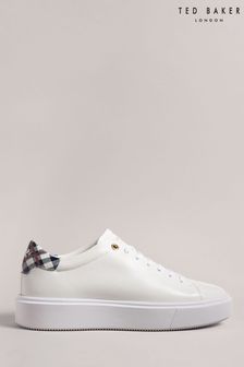 Ted Baker Filona White Platform Leather Trainers With Check Counter (C51901) | 168 €