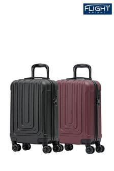 Черный/бордовый - Flight Knight Easy Jet Hard Shell Cabin Carry On Case Suitcase 55x35x20cm Set Of 2 (C51903) | €124
