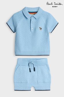 Paul Smith Baby Boys Blue Knitted T-Shirt & Short Set (C51968) | SGD 161