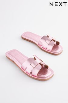 Pink Metallic Extra Wide Fit Forever Comfort® Leather Mule Flat Sandals (C52023) | 16 €