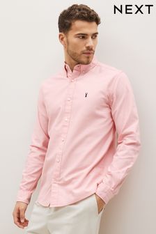 Pink Regular Fit Long Sleeve Oxford Shirt (C52122) | $35