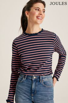 Joules Daisy Blue Long Sleeve Top With Frill (C52145) | €63