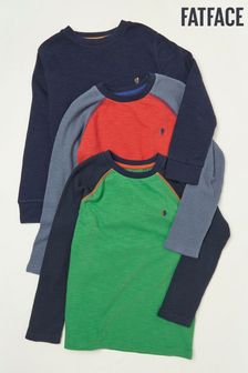 Fat Face Strukturierte, langärmelige Shirts, Blau, 3er-Pack (C52148) | 40 €