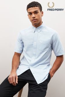 Синий - Оксфордская рубашка с короткими рукавами Fred Perry (C52238) | €132