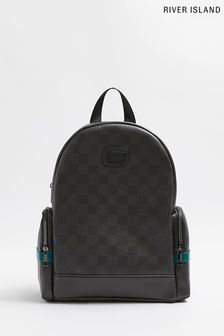 River Island PU Checkerboard Black Backpack (C52261) | €32