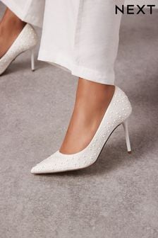 أبيض عاجي - حذاء زفاف مفتوح من أعلى مرصع لؤلؤ Forever Comfort (C52318) | 289 ر.س