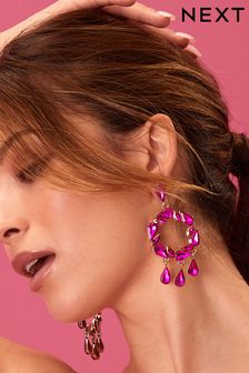 Pink Sparkle Tear Drop Statement Earrings (C52709) | €20