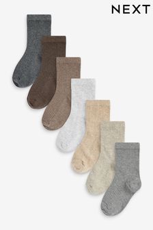 Neutral Cotton Rich Fine Rib Socks 7 Pack (C52783) | OMR4 - OMR5