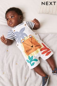 Cream Lion Demin Baby Dungaree and Bodysuit (0mths-2yrs) (C52833) | 27 € - 29 €