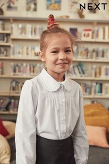 White Long Sleeve Pretty Collar School Shirt (3-14yrs) (C52970) | R128 - R183
