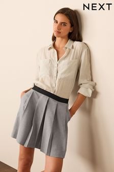 Grey Elasticated Waist Detail Pleated Mini Skirt (C53048) | €13