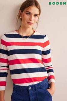 Red linning - Boden Bea Long Sleeve Breton T-shirt (C53149) | kr510