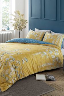 Hyperion Yellow Kohana Flower 200 Thread Count Cotton Sateen Duvet Cover and Pillowcase Set (C53213) | €47 - €95